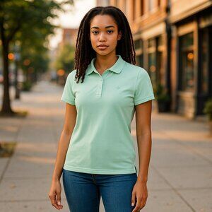 * DUDALINA Green Short Sleeved Polo Style Top Ladies MEDIUM